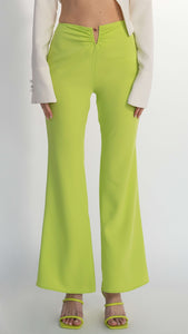 Flared lime pants / Monocolor