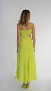 Lime long dress / Monocolor