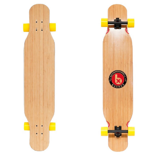 Tabla Longboard BeXtreme Dance 46. Skateboard para dancing ecológico de bambú. Monopatín completo con ejes, ruedas y rodamientos. - Spainity