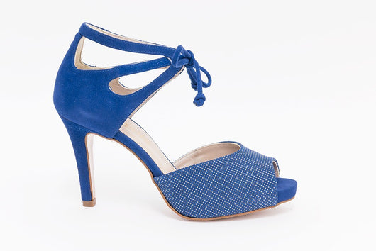 Zapatos sandalia 90mm. Fanatik mujer piel ante azul 47582 hecho en España
