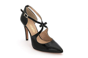 Zapatos salón 95mm. Fanatik mujer piel charol negro 96265 hecho en España